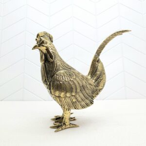 Bronze Rooster Sculpture Gold Art Decoration